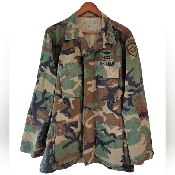 US Army Special Forces Woodland Camo M65 Military Field Jacket SZ Med PREOWNED - Picture 1 of 6